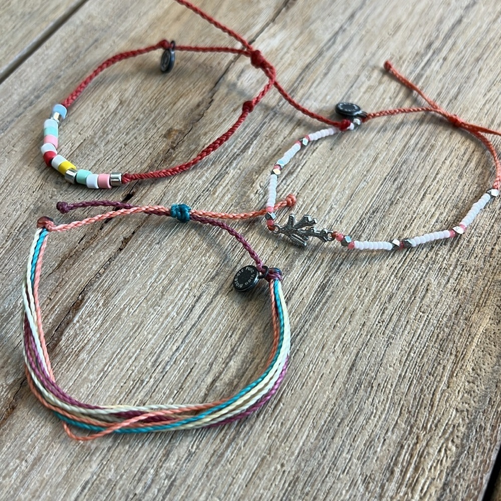Pura Vida Bracelet Bundle Peach Orange Coral Shell Seed Bead Silver String Rare - Picture 8 of 8